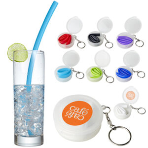ST-NP152 Reusable Silicone Straw in Keyring holder